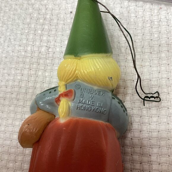 Uniboek Gnome Christmas Ornament Vintage 1978 Made in Hong Kong 3” Hard Plastic - Picture 5 of 7